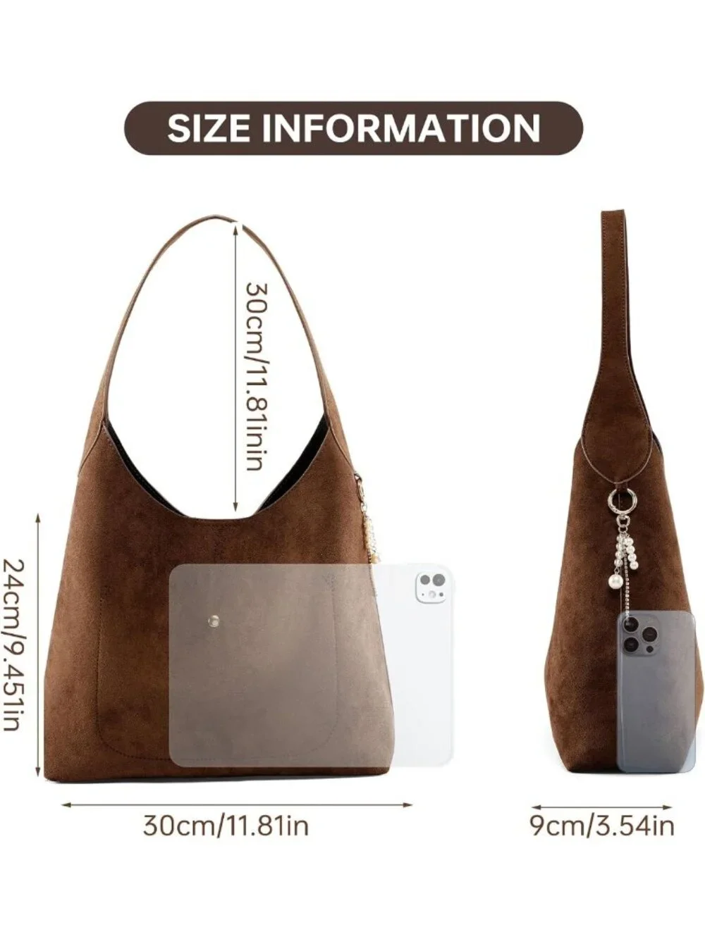 Slouchy Faux Suede Hobo Bag | Stylish Leather Shoulder Tote for Women